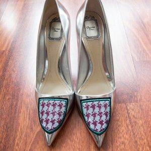 Dior Silver Leather & Sequin Pumps 10